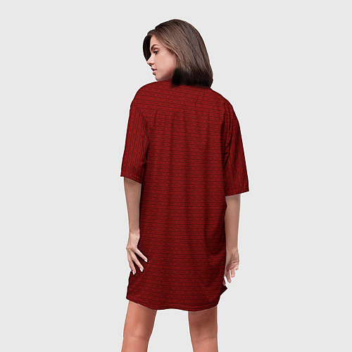 Женская длинная футболка Текстурированный тёмно-красный однотонный / 3D-принт – фото 4