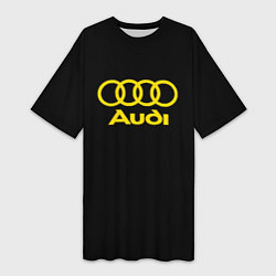 Футболка женская длинная Audi logo yellow, цвет: 3D-принт