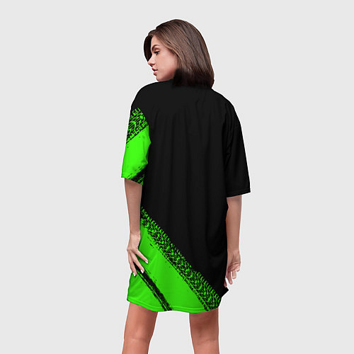 Женская длинная футболка Kawasaki - logo / 3D-принт – фото 4