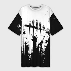 Футболка женская длинная Dead by daylight horror краски, цвет: 3D-принт