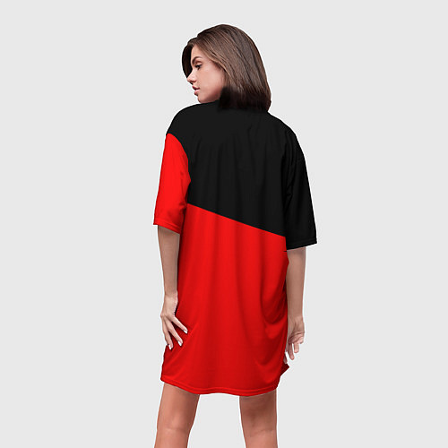 Женская длинная футболка Roblox geometry red / 3D-принт – фото 4