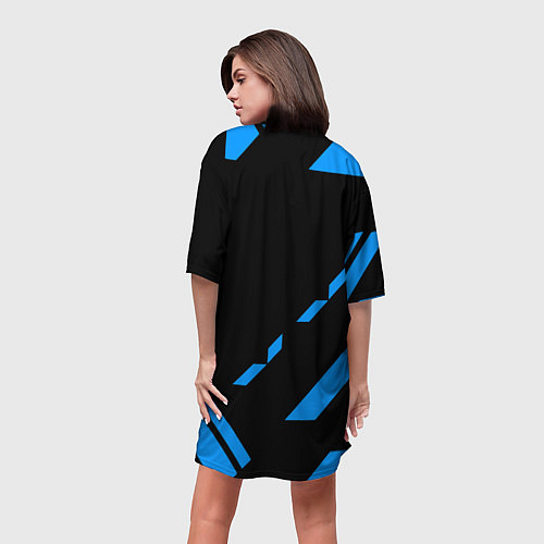 Женская длинная футболка PUBG blue geometry / 3D-принт – фото 4