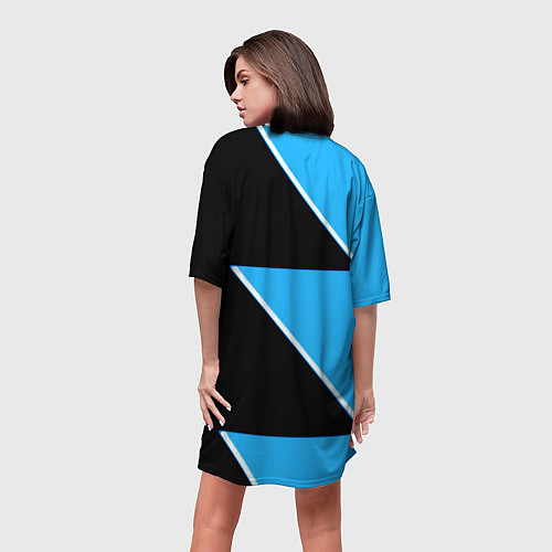 Женская длинная футболка Napoli fc geometry blue / 3D-принт – фото 4
