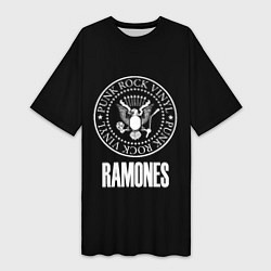 Женская длинная футболка Ramones rock logo