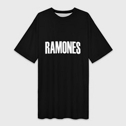 Футболка женская длинная Ramones white logo, цвет: 3D-принт