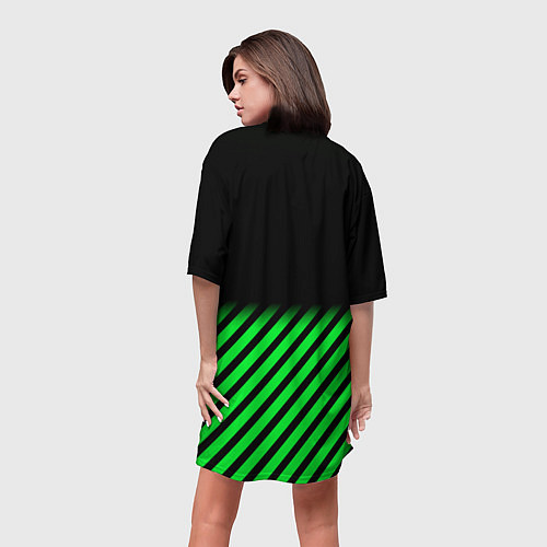 Женская длинная футболка Xbox line green / 3D-принт – фото 4