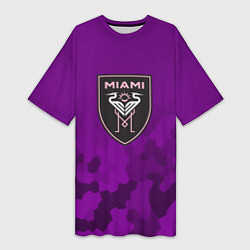 Футболка женская длинная Inter Miami logo pattern, цвет: 3D-принт