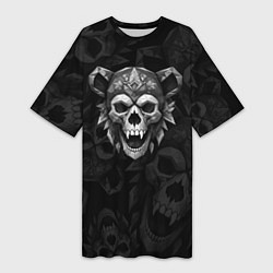 Женская длинная футболка Череп дикого медведя