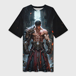 Футболка женская длинная Мощный гладиатор, цвет: 3D-принт