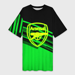 Футболка женская длинная Arsenal geometry line green, цвет: 3D-принт