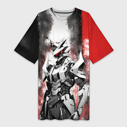 Женская длинная футболка Боевой киборг в белой броне