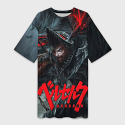 Женская длинная футболка Berserk - Gats and wolf