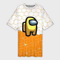 Футболка женская длинная Амонг ас оранжевый, цвет: 3D-принт