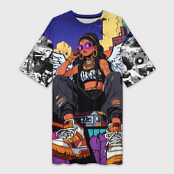 Женская длинная футболка Городской ангел - urban style