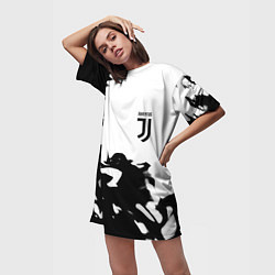 Футболка женская длинная Juventus smoke black fire, цвет: 3D-принт — фото 2