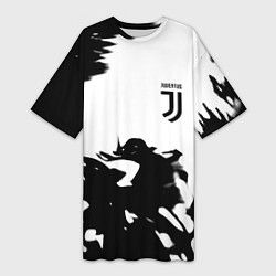 Футболка женская длинная Juventus smoke black fire, цвет: 3D-принт