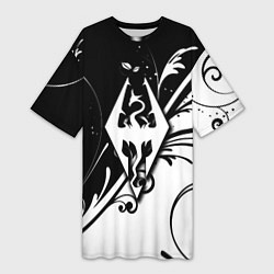 Футболка женская длинная The Elder Scrolls узор, цвет: 3D-принт