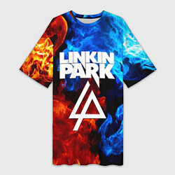 Женская длинная футболка Linkin park битва огней