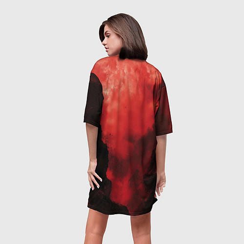 Женская длинная футболка Путник под багровым замком / 3D-принт – фото 4