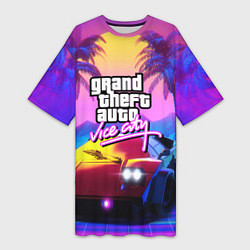 Футболка женская длинная Vice city retro wave Lambo, цвет: 3D-принт