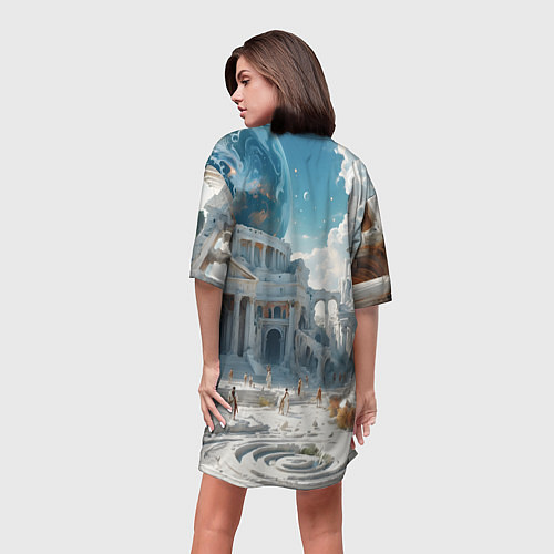 Женская длинная футболка Фантастическая античность / 3D-принт – фото 4