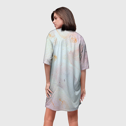 Женская длинная футболка Маяк у моря на закате в отпечатке пальца / 3D-принт – фото 4