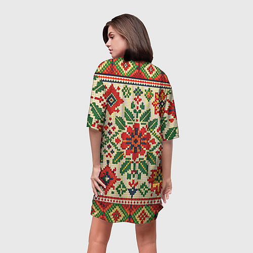 Женская длинная футболка Славянский узор и орнамент / 3D-принт – фото 4