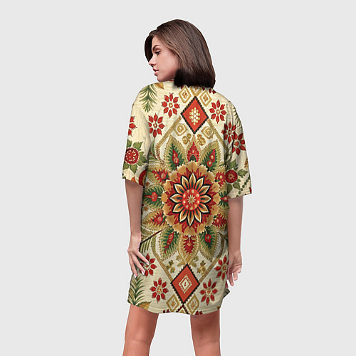 Женская длинная футболка Стиль советского ковра узоры и орнамент / 3D-принт – фото 4