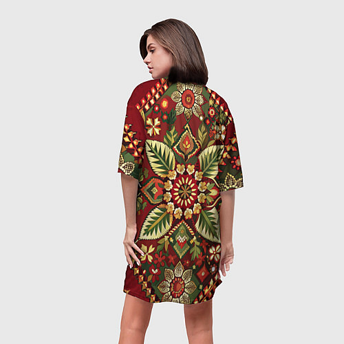 Женская длинная футболка Стиль советского ковра узоры и орнамент / 3D-принт – фото 4