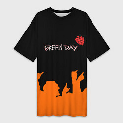 Футболка женская длинная Green day rock, цвет: 3D-принт