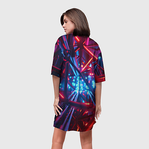 Женская длинная футболка Неоновые трубки / 3D-принт – фото 4