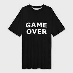 Футболка женская длинная Game over white logo, цвет: 3D-принт