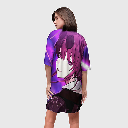 Женская длинная футболка Honkai Star Rail Kafka violet light / 3D-принт – фото 4
