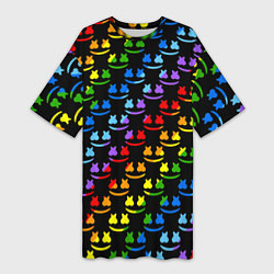 Женская длинная футболка Marshmello pattern neon