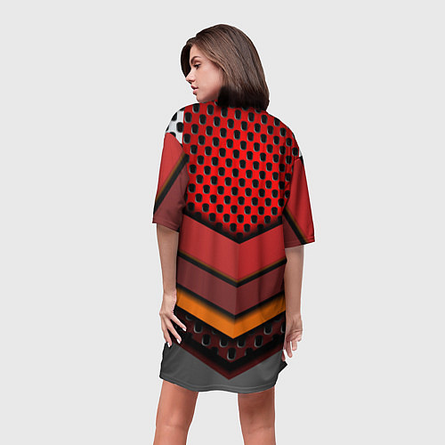 Женская длинная футболка Skoda metal steel / 3D-принт – фото 4