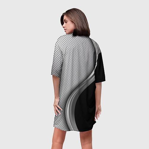 Женская длинная футболка Tesla carbon metal / 3D-принт – фото 4