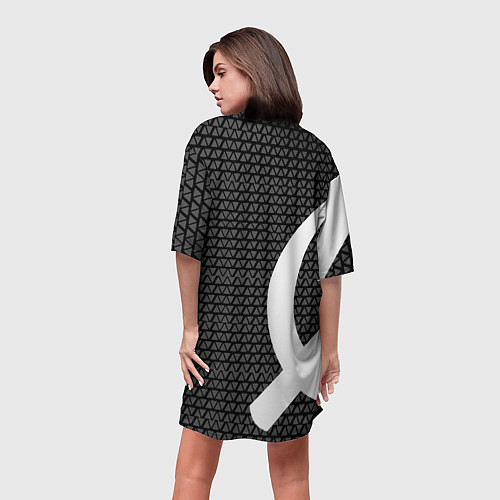 Женская длинная футболка Герб РФ паттерн стиль ссср / 3D-принт – фото 4