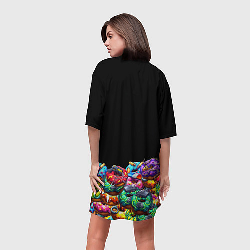 Женская длинная футболка Xbox пончики / 3D-принт – фото 4