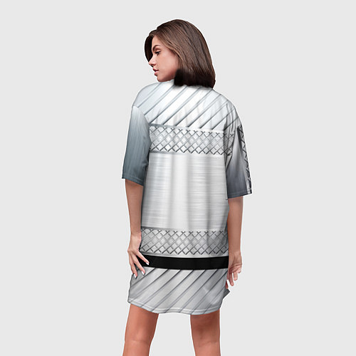 Женская длинная футболка Tesla metal auto / 3D-принт – фото 4