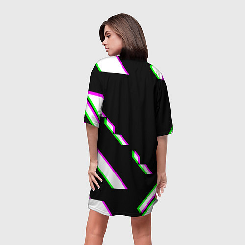 Женская длинная футболка Quake глитч геометрия / 3D-принт – фото 4