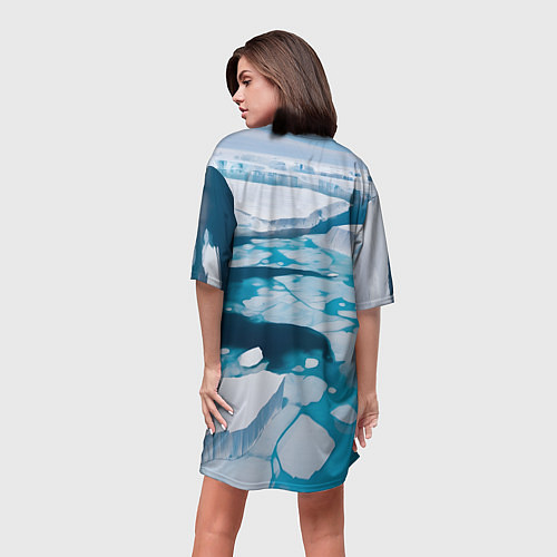 Женская длинная футболка Арктический лед / 3D-принт – фото 4
