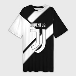 Футболка женская длинная Juventus geometry steel, цвет: 3D-принт