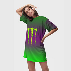 Футболка женская длинная Monster energy gradient, цвет: 3D-принт — фото 2