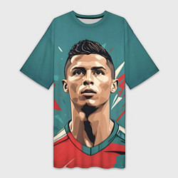 Женская длинная футболка Футболист Рональдо