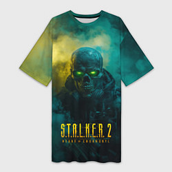 Женская длинная футболка Stalker 2 скелет в форме
