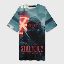 Женская длинная футболка Stalker 2 зараженная зона