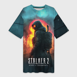 Женская длинная футболка Stalker 2 радиоактивный дым