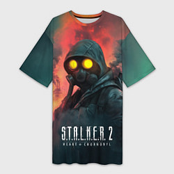Женская длинная футболка Stalker 2 радиоактивный дым