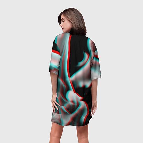 Женская длинная футболка Tekken fire glitch / 3D-принт – фото 4