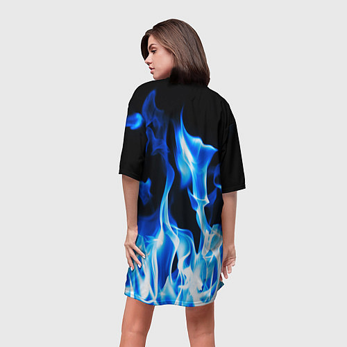 Женская длинная футболка Doom fire logo steel / 3D-принт – фото 4